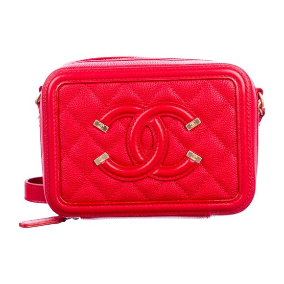 SOLD Chanel Red Filigree Vanity Mini Crossbody Bag - Picture 2 of 10